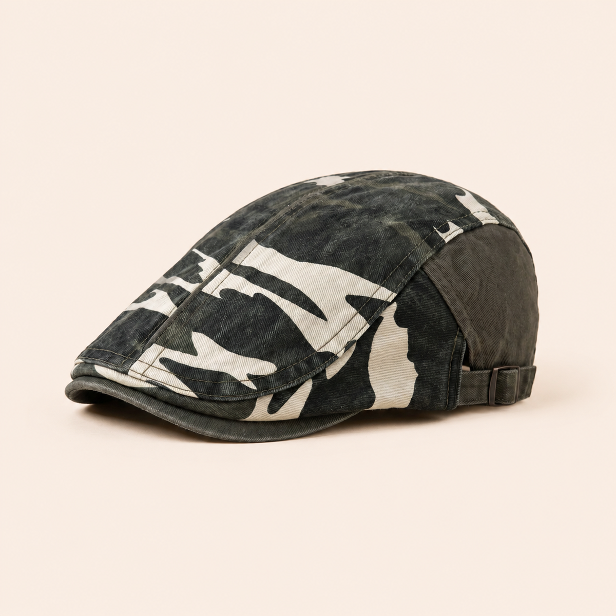 Trail Camo Cap on warm cream background
