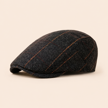 Pinstripe Herringbone Cap on warm cream background