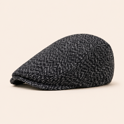 Tweed Flat Cap on warm cream background