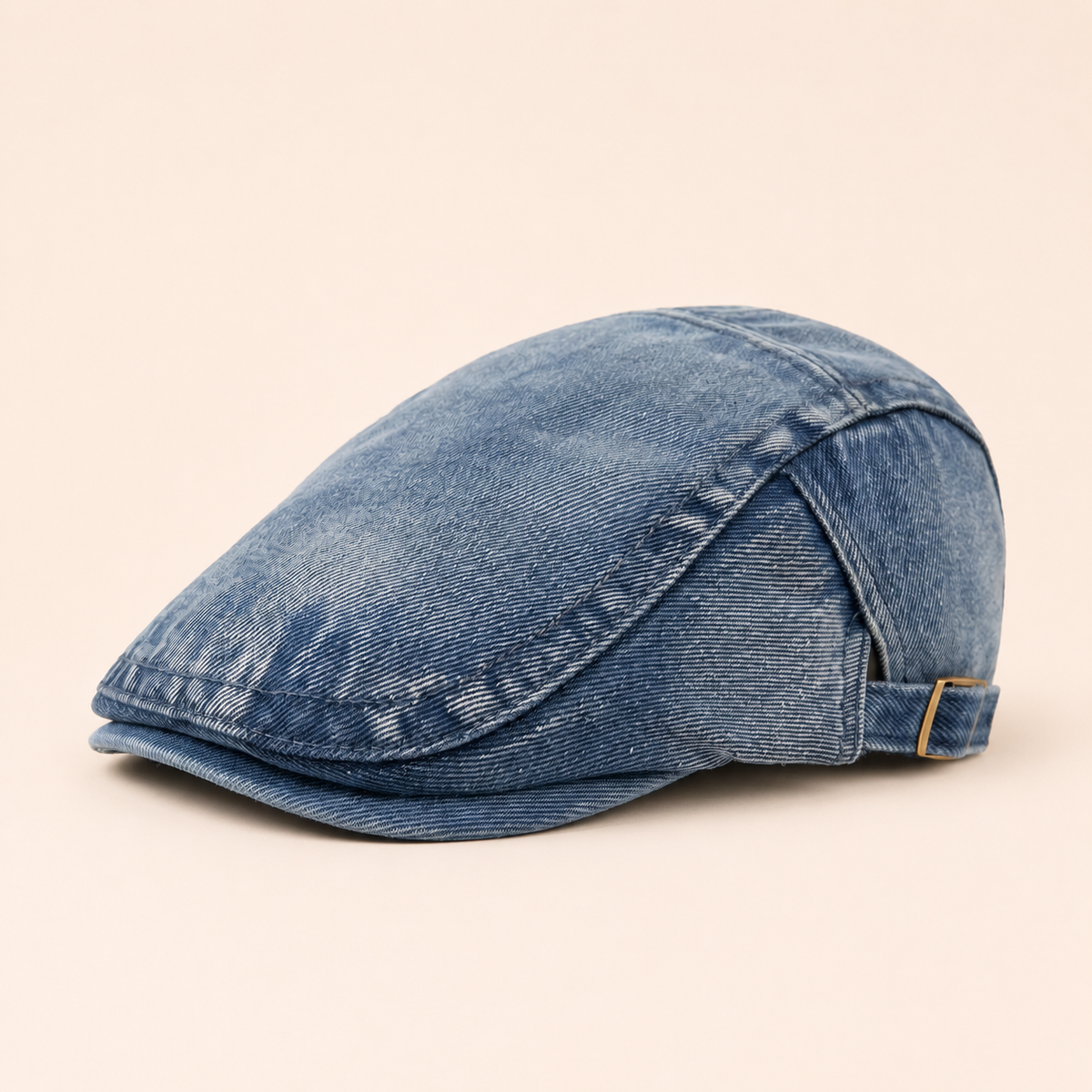 Stonewash Denim Cap on warm cream background