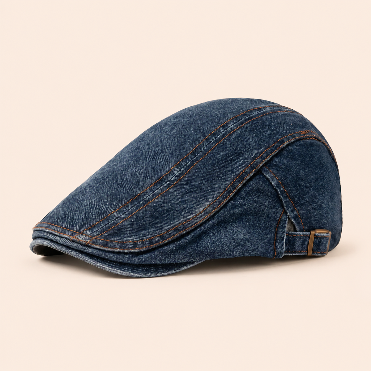 Denim Stitch Cap on warm cream background