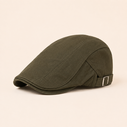 Classic Driver Cap on warm cream background