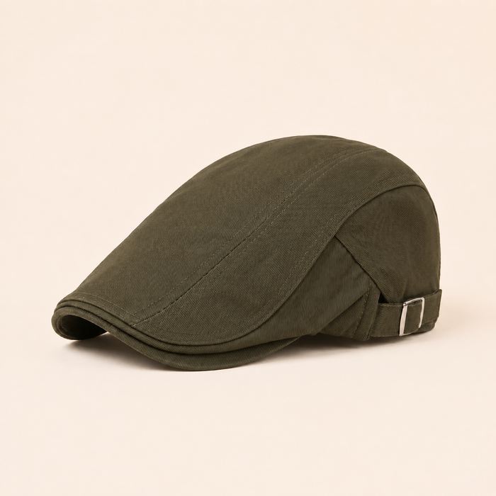 Classic Driver Cap on warm cream background